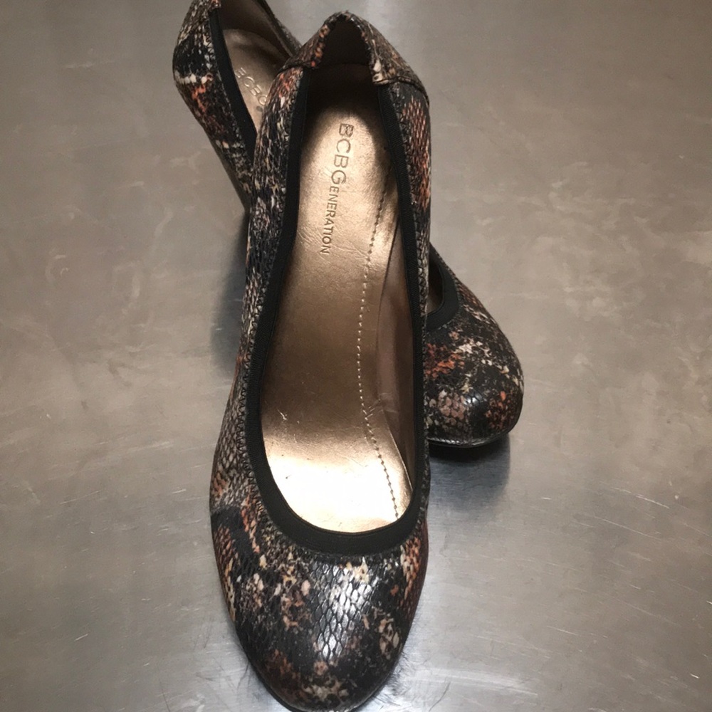 BCBG Snakeprint Wedge Heels